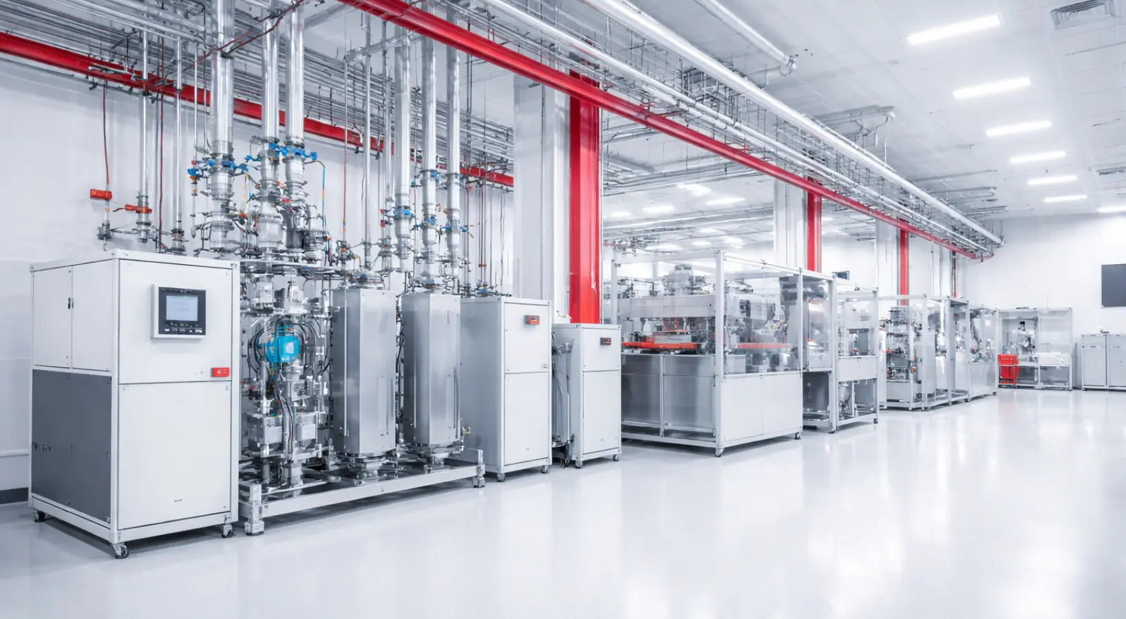 Moderne Industrieanlage mit Versorgungssystemen für Fertigungsprozesse und Produktionsanlagen
